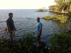 Exploring Sofitel's Islet with Rob and Tomo.